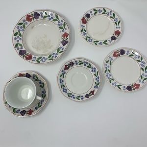 Vintage Adams Real Ironstone New Print English Dishes and Tea Cup